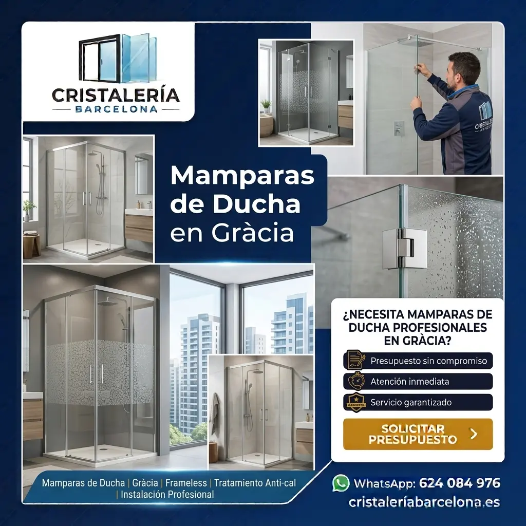 Mampara de ducha a medida instalada en Gr&agrave;cia, Barcelona