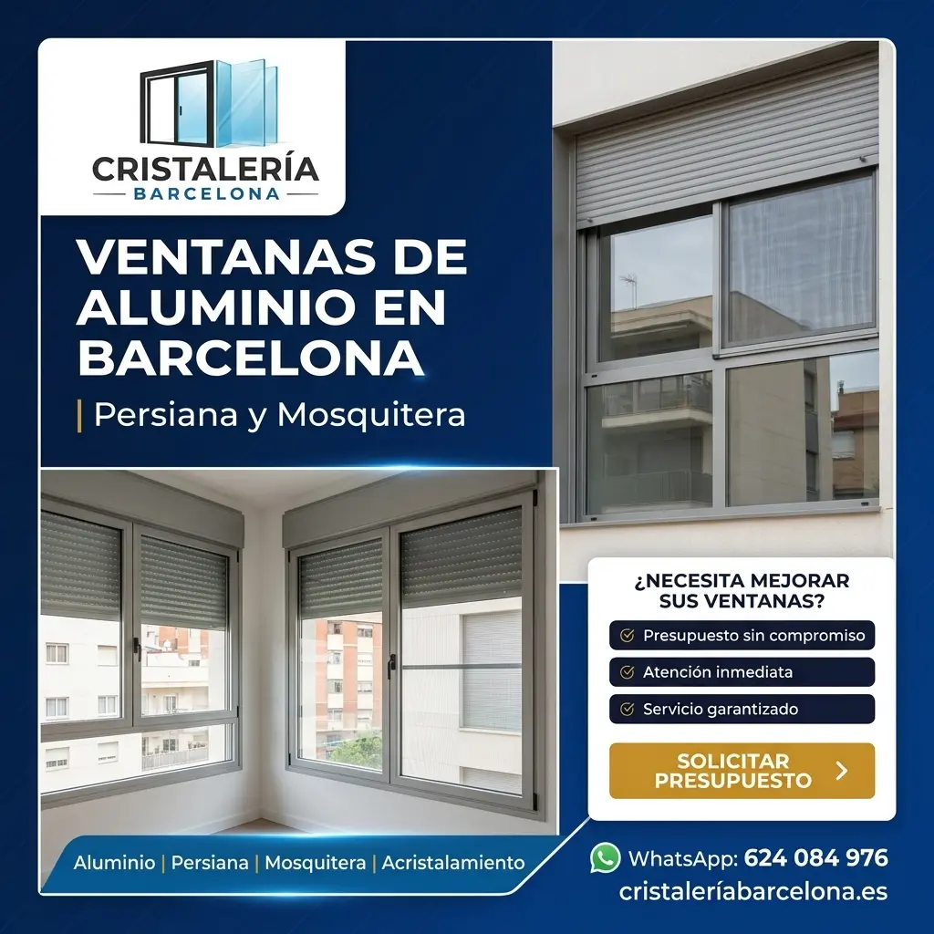 Ventanas de aluminio en Barcelona con persiana y mosquitera